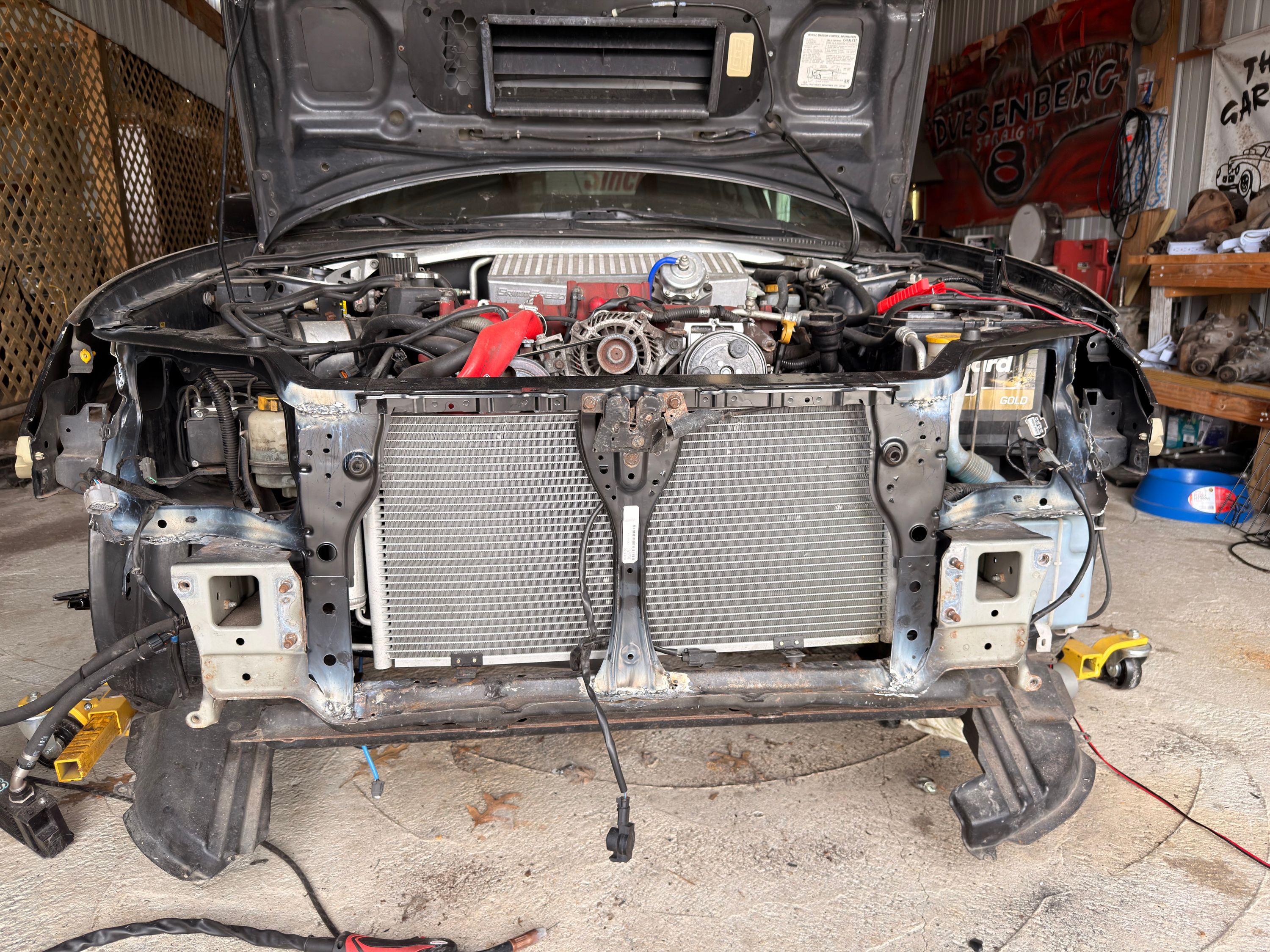 STi front end with new radiator supports welded in